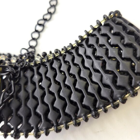 Crystal and Black Choker Necklace - Picture 7 of 13